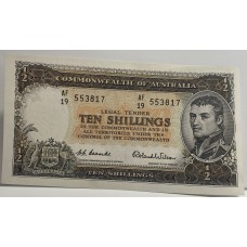 AUSTRALIA 1954 . TEN 10 SHILLINGS BANKNOTE . LAST PREFIX